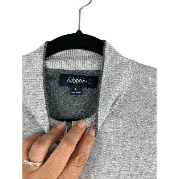 Johnnie O Sweater Mens Large Gray 1/4 Zip Pullover Cotton/Silk Athletic’s MLB - Picture 6 of 11